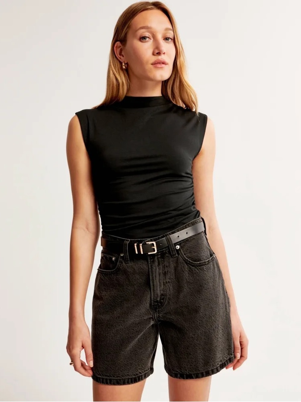 NWT Abercrombie & Fitch Sleeveless Mock Neck Tank Top - Black